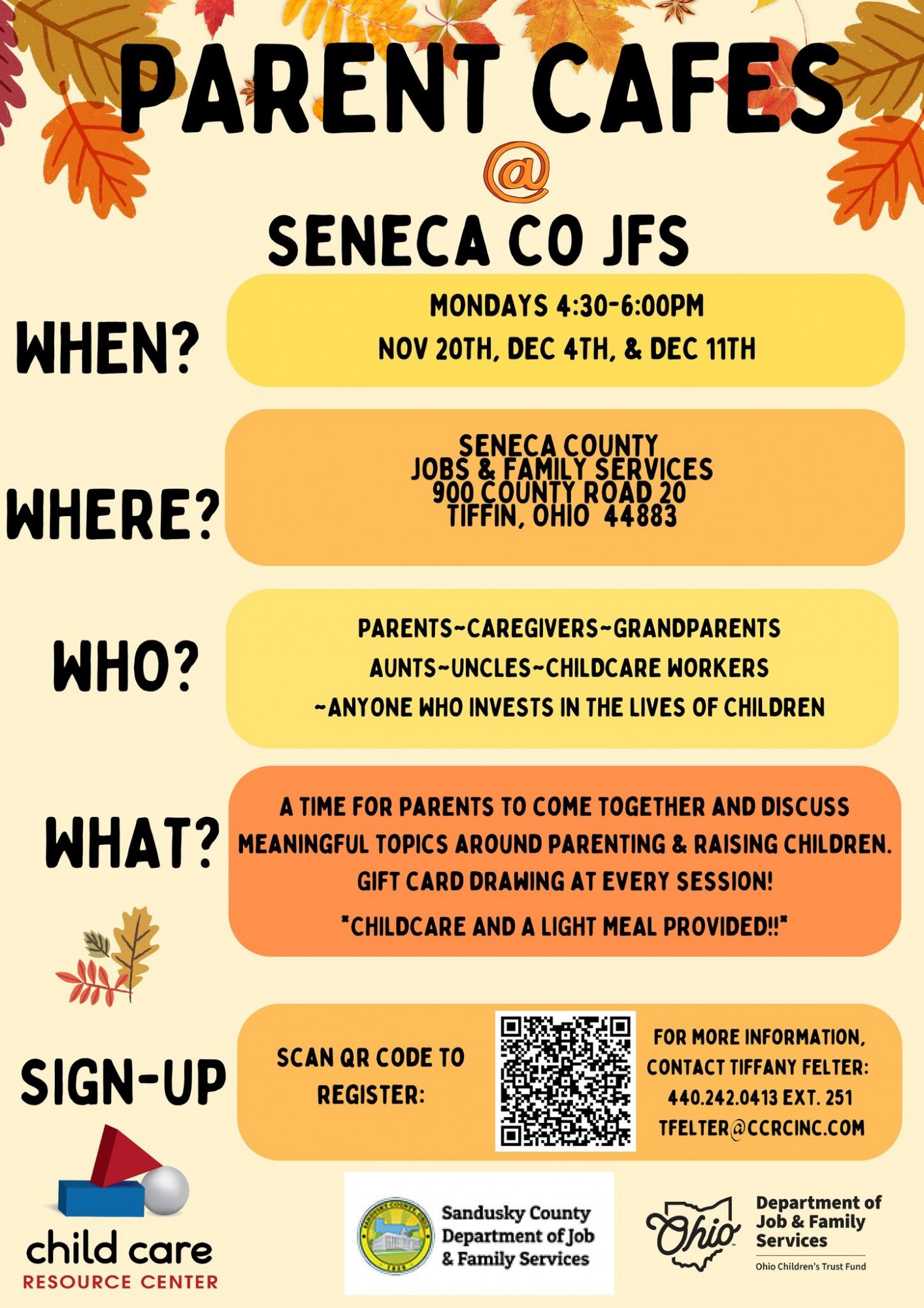 Parent Cafes at the Seneca County JFS