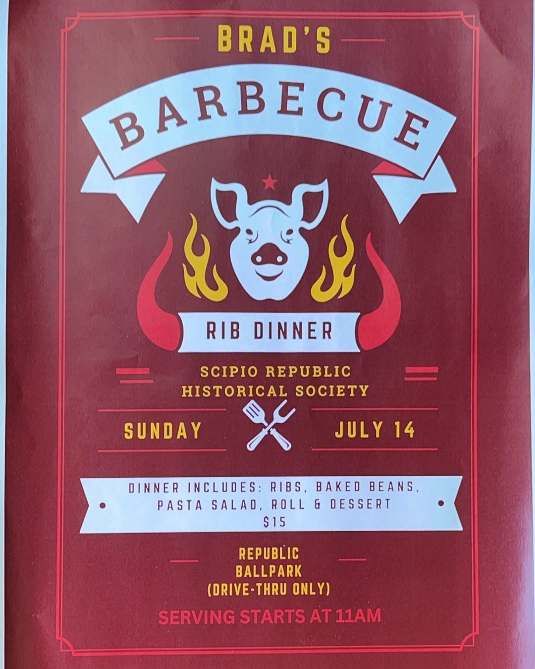 Scipio Republic Historical Society BBQ Rib Dinner