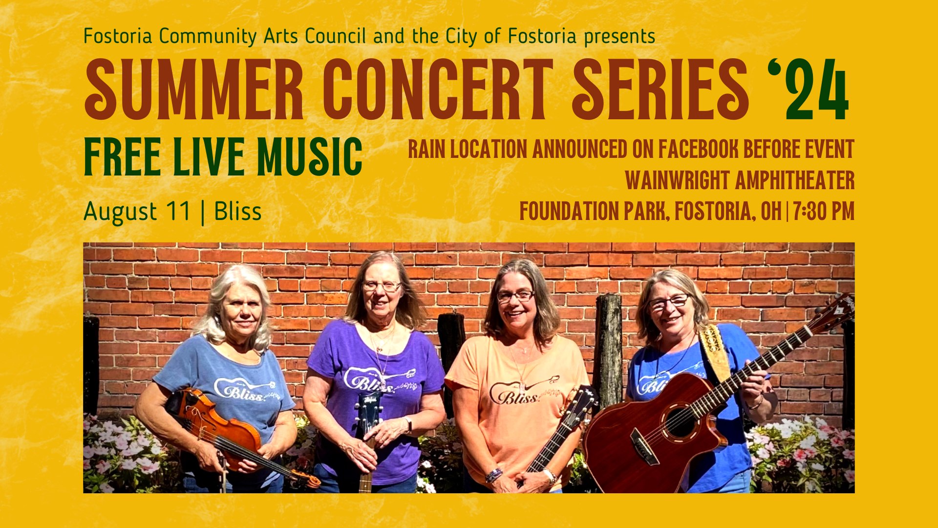 FCAC Summer Concert Series | Bliss