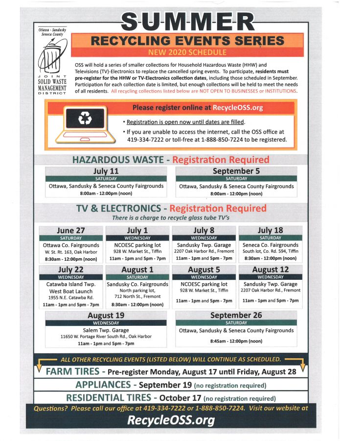 Revised Recycling Collection Schedule - Seneca Regional Chamber of Commerce